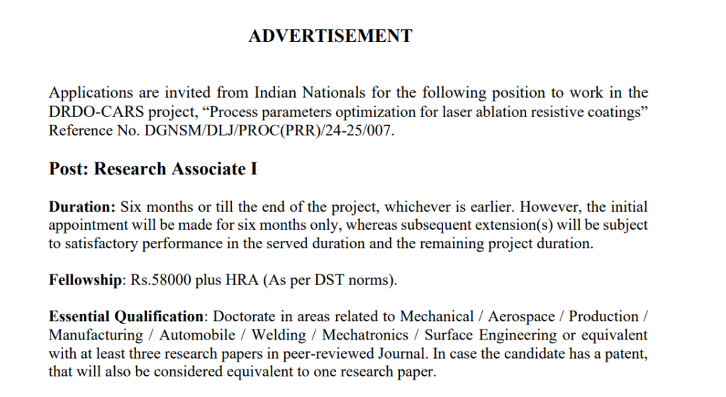 IIT Ropar Research Associate Recruitment 2025