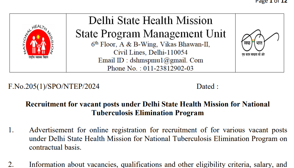 Delhi health mission recruitment