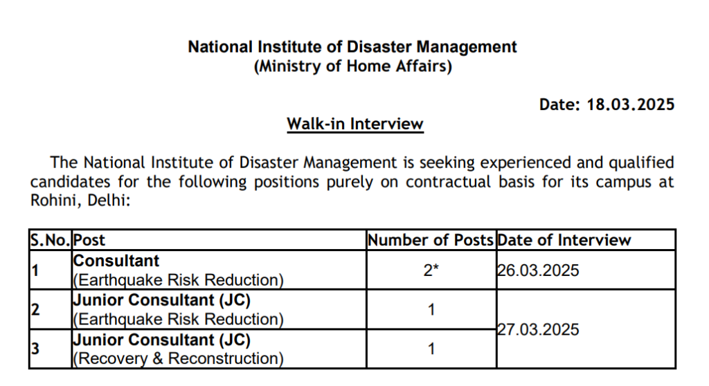 NIDM recruitment