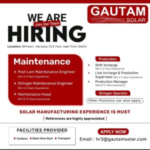 Reference image-Hiring Now: Solar Manufacturing Jobs at Gautam Solar | Apply Today!