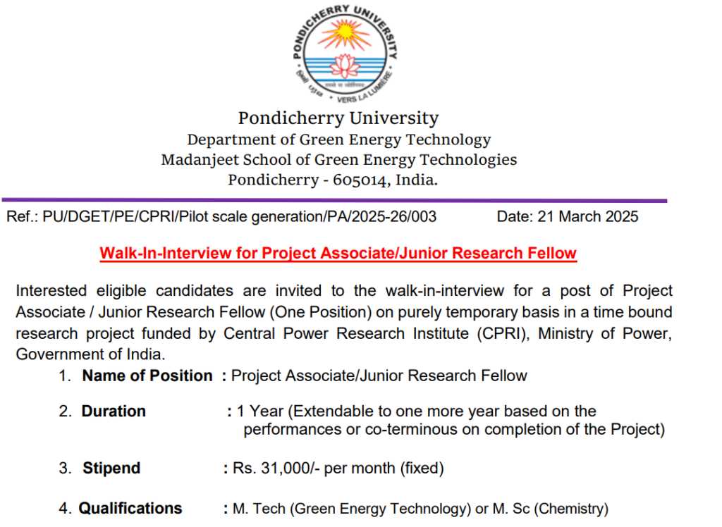 pondichery recruitment