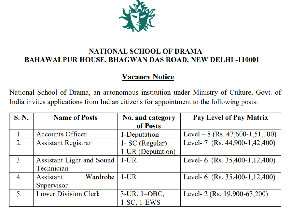 National school of drama recruitment