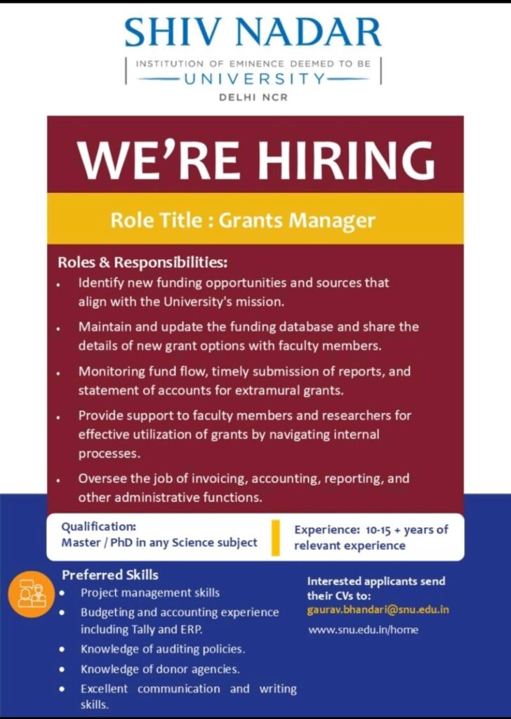 Shiv Nadar University Hiring 2025
