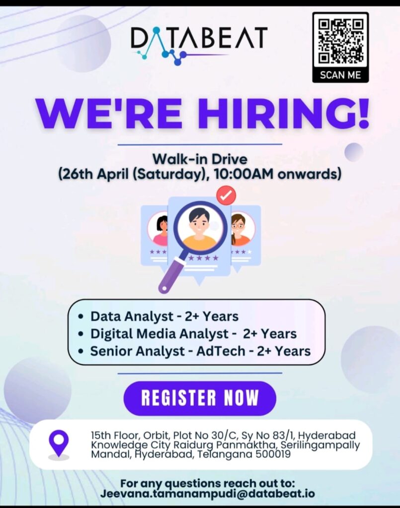 Databeat Walk-In Drive 2025 – Data & Digital Analyst Jobs | Hyderabad