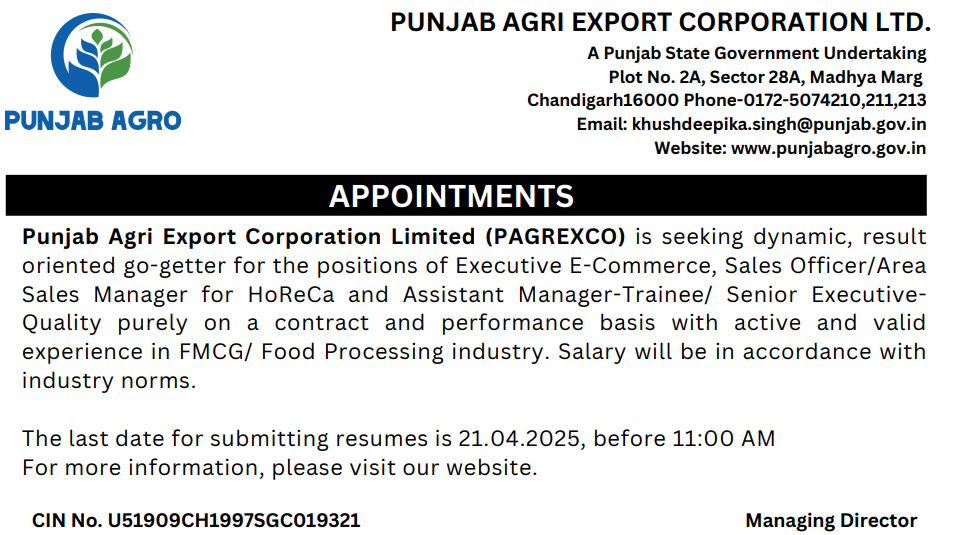 Punjab Agri Export Corporation Limited (PAGREXCO)