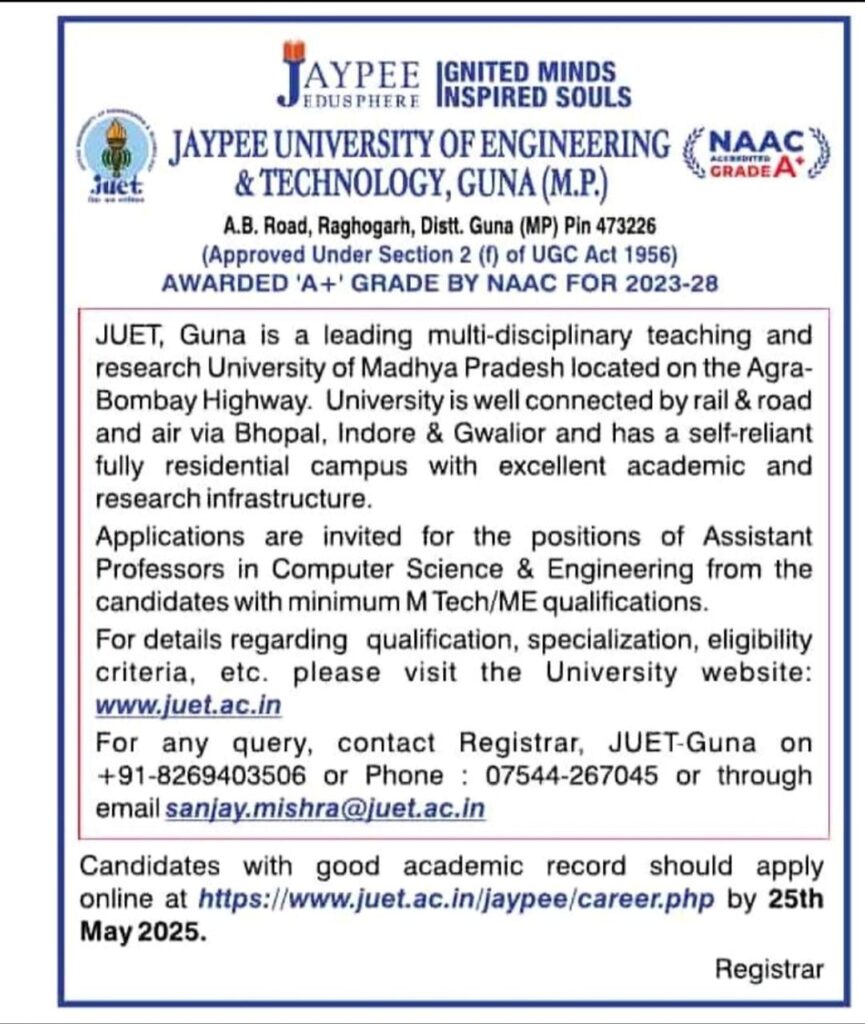 Jaypee University of Engineering & Technology (JUET), Guna