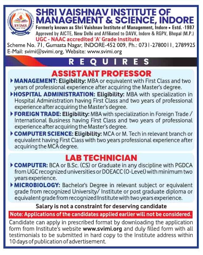 SVIMS Indore Recruitment 2025